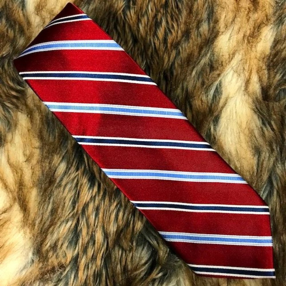 Jones New York Wine Blue Stripe 100% Silk Tie